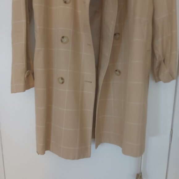 Beige Plaid Ralph Lauren Women's Trenchcoat Size L - Picture 8 of 8